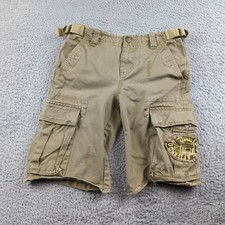 Mini Boden Cargo Shorts Boys 7-8 Brown Twill Khaki Dog Patch Rugged Outdoor