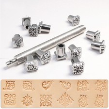 Leather Stamps Tools, Zinc Alloy 12pcs Plant Leather Stamping