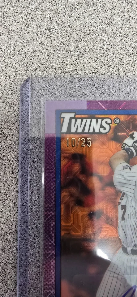 Actualización Topps 2025 Silver P Joe Mauer 1990 cromo naranja Mojo refractor automático/25 Foto 4 de 4