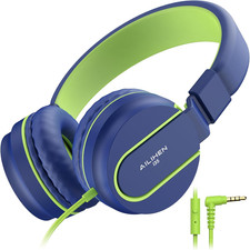 I35 Kids Headphones for School with Mic, 93Db Safe Volume, Green