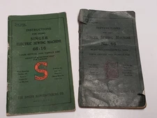 Vtg. 1920, 1941 SINGER Sewing Machine No. 66, 66-16 Instruction Manuals