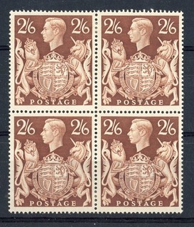 Great Britain 1939 48 KGVI 2/6d brown in block of 4 mounted mint SG 476 cat £400