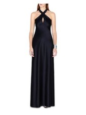 GALVAN LONDON Womens Black Crisscross Sleeveless Full-Length Gown Dress 12