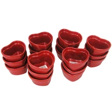 Michaels Red Baking Dishes Ramekins Heart Shaped Set of 18 4" x 4" x 2” NOB