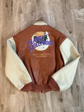 Vintage 1990 Planet Hollywood South Coast Plaza CA Genuine Leather Zip Up Jacket