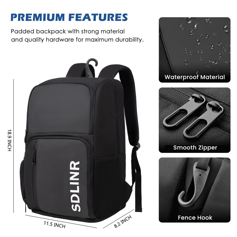 Spacious Pickleball Backpack Holds 4-10 Paddles with Dedicated Shoe Compartment Spacious Pickleball Backpack Holds 4-10 Paddles with Dedicated Shoe Compartment