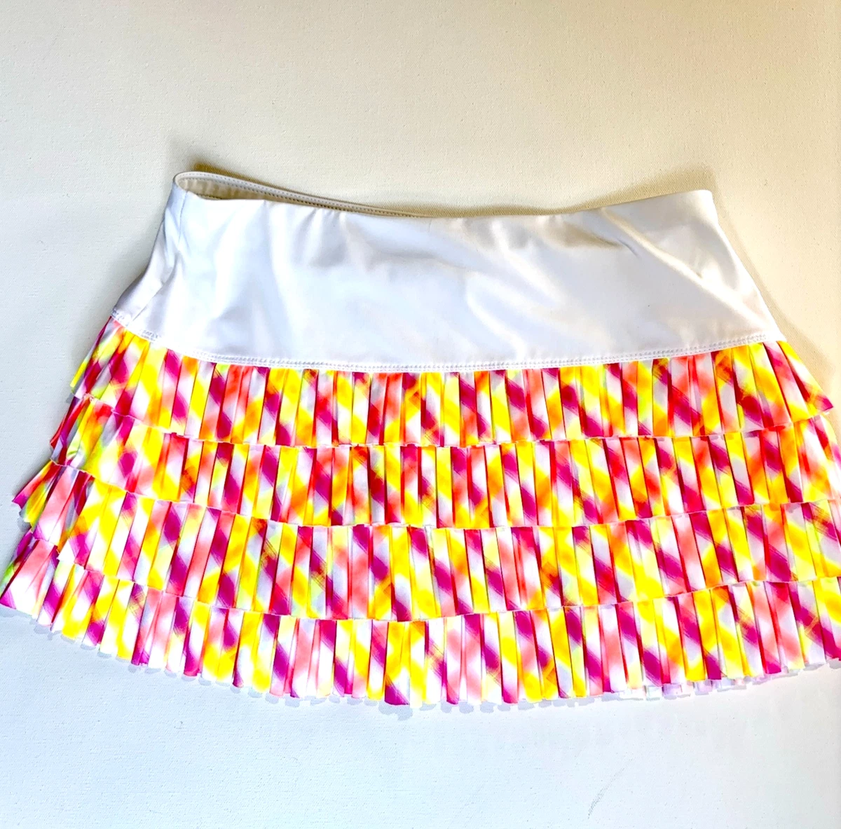 Jupe-short De Tennis Lucky In Love – Blanc à Volants Rouges – Taille XL (14) – Neuf