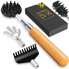 TUKUOS Telescoping Back Scratcher 4 Detachable Heads Bamboo Handle Dual Sides