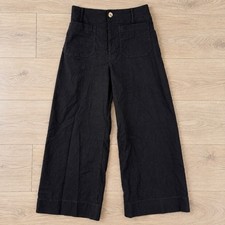 Maeve The Colette Pants Women 28 Black Wide Leg Linen Blend High Rise 14072