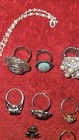 Vintage Costume Jewelry Mixed Lot Rings Necklace Free Shipping Unknown Ring Size — photo 4