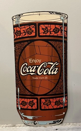Vintage Rare Coca Cola Stained Glasses Promo Cardboard Sign Burger Queen NOS 24”