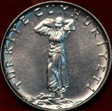 Uncirculated 1965 Turkey 25 Kurus Stainless Steel Foreign Coin