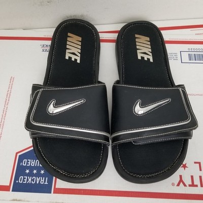 Nike Comfort Slide 2 Sandals Mens Size 10 Black Metallic Sliver 415205-002