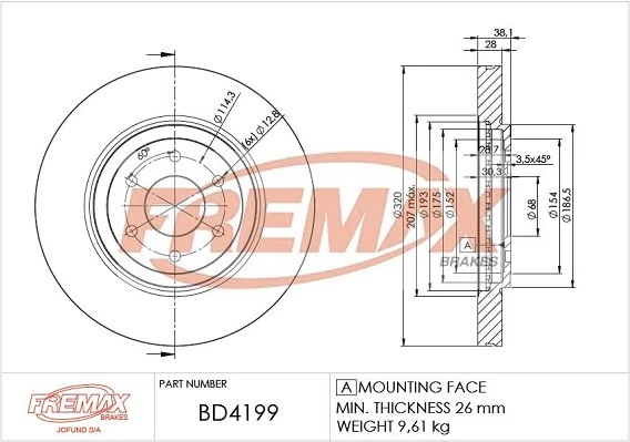 Fremax BD-4199 Brake Disc for Nissan - Image 3 of 3