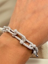 U Link Moissanite Bracelet 925 Sterling Silver Size 6  