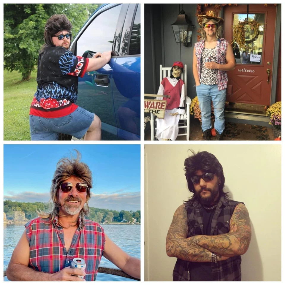 Mullet Wigs for Men Joe Dirt Emo Wig 80s Costumes Fancy Party Accessory Cosplay - Image 3 of 4