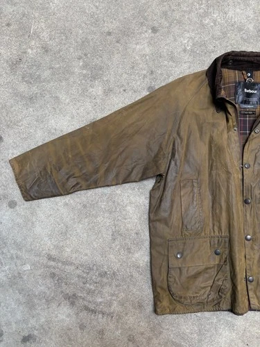 Barbour Classic Beaufort Waxed Jacket Olive Brown Made in England (XL) image 5
