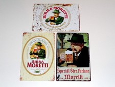 3 Blechschilder in 20x30 cm Birra Moretti italienisches Bier