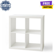Better Homes  Gardens 4-Cube Storage Organizer, Wood Bookshelf, White Texture