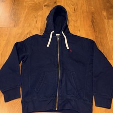 Vintage Y2K Polo Ralph Lauren Navy Zip Up Preppy Waffle Hood Men s Large Hoodie