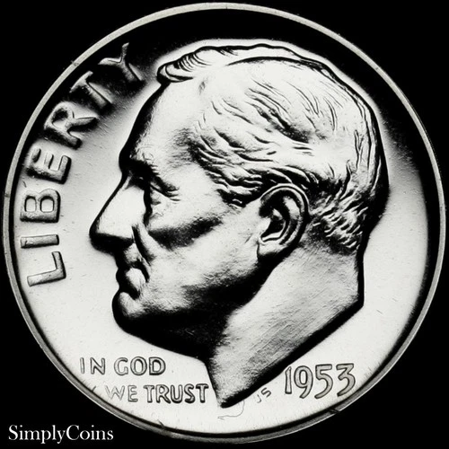 1953 Roosevelt Dime Proof GEM Uncirculated 90% Silver Coin US