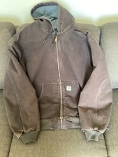 Vintage Carhartt J158 DKB brown hooded work wear jacket Large 3XL REGULAR