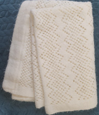 Cream white Acrylic Pram Blanket Cellular Made in Scotland 65x90cm