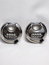 4 Digit Combination Disc Padlock w/ Hardened Steel Keyless Heavy Duty Combo 2-pc