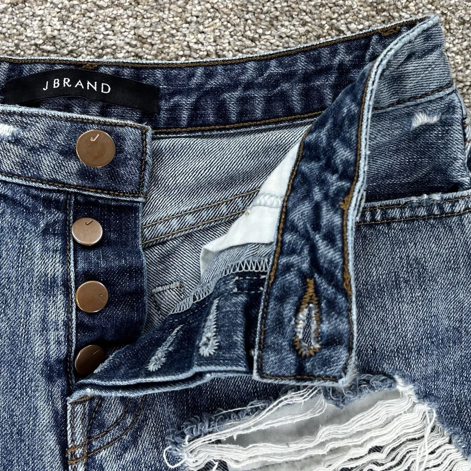 Pantalones Cortos Corte J Brand Gracie Para Mujer 24 Azul Envejecido Dobladillo Enrollado Algodón Denim Foto 3 de 4