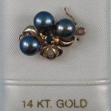 14K Yellow Gold Sapphire & 6.5-7mm Black Cult...