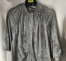 Chi By Falchi Womens Blue/gray Snake Print Bi-shop Sleeve Full Zip Jacket Sz 1x