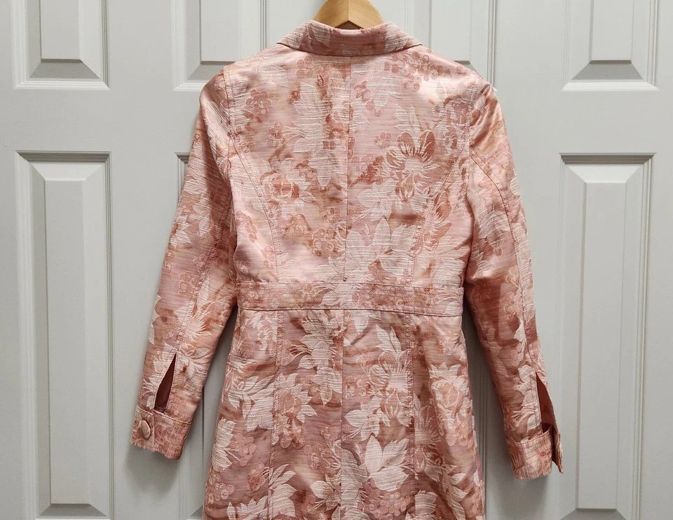 Mujer Arden B. Chaqueta de vestir formal larga tapiz brocado floral rosa y marfil S Foto 4 de 4