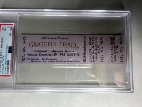 Grateful Dead Concert Ticket December 29 1985 Oakland Coliseum Arena PSA Mint 9 - Picture 3 of 4