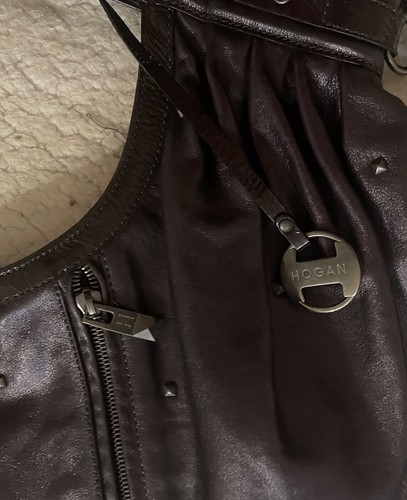 Hogan-Bolso hobo convertible de cuero púrpura/cuerpo cruzado-acentos de tachuelas-Italia - Imagen 9 de 17