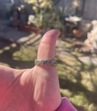 Vintage 925 Silver BYZANTINE Chain Cabal Design Band Ring Size 11.5