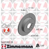 Zimmermann 2X Bremsscheibe Hinten Ø259 Mm Voll FüR Suzuki Swift IV FZ NZ 1.2