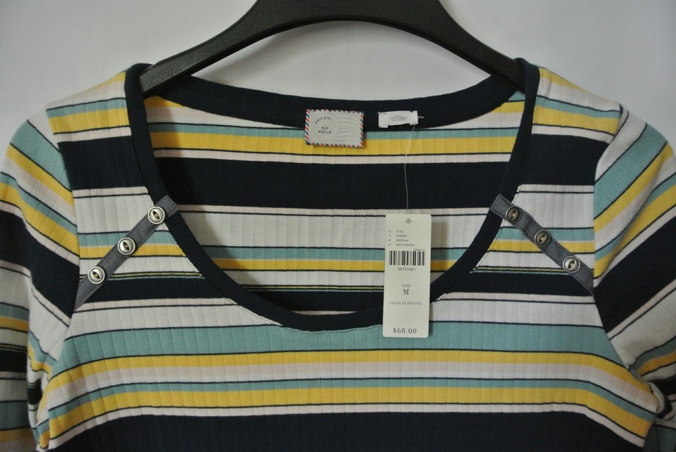 New Anthropologie Postmark Joliette Striped Rib Knit Long Sleeve Top