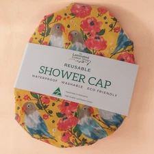 Organic Cotton Shower Cap tropical birds