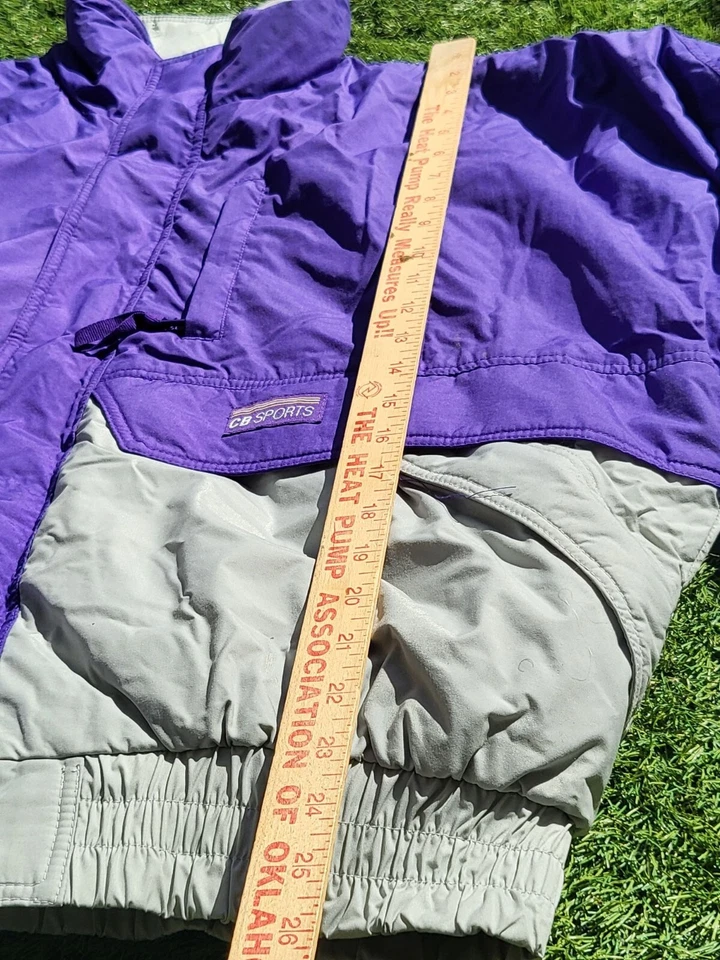 Chaqueta de invierno vintage CB Sports aislada para hombre talla XL púrpura gris ropa exterior informal Foto 3 de 4