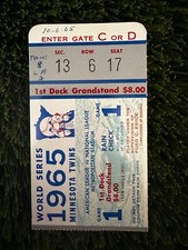 1965 WORLD SERIES GAME 1  SANDY KOUFAX TICKET