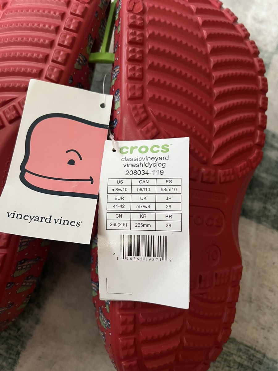 Vineyard Vines Crocs Classic Clog Mens 10 Womens 12 Red Christmas Holiday Car s-l400.jpg main image 4