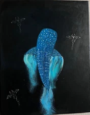 whale shark painting 15x20 in glows in the dark