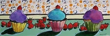 ORIGINAL CUPCAKES Painting  acrylic ink JMW art John Williams Expressionism