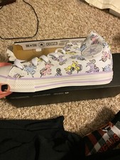 converse youth size 3 white moonstone violet