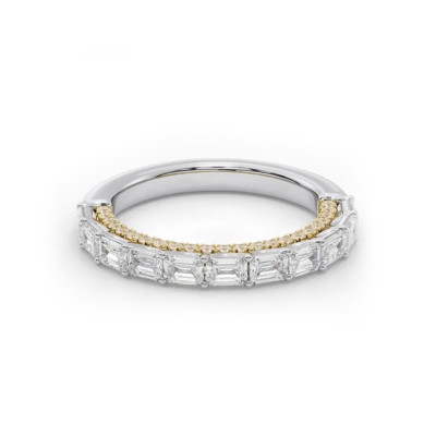 Lab Created Smaragdschliff Diamant Ewigkeitsband 2,50 kt 14 K mehrfarbiges Go...