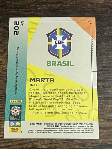 Marta 2023 Donruss Women's World Cup #202 Autogramm Red Parallel SP 47/99 - Bild 2 von 10