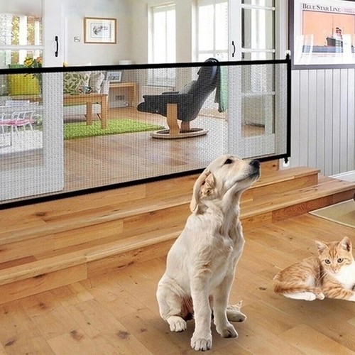Pet Dog Baby Safety Gate Mesh Retractable Guard Fence For Indoor Kitchen Net - 第 5/13 張圖片