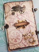 Junk Journal Booklet "STEAMPUNK TRAVELER" HANDMADE + Ephemera 5.5"x8.5" 40pgs 