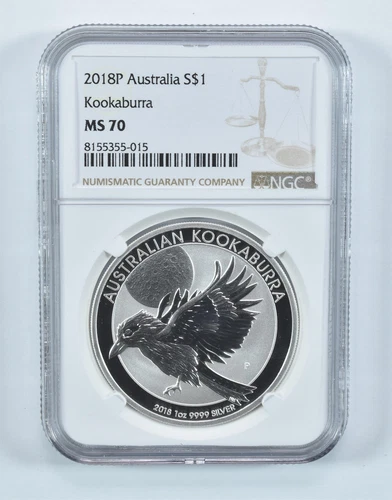 2018 P Australia 1 Dollar Silver Kookaburra MS70 NGC Brown Label