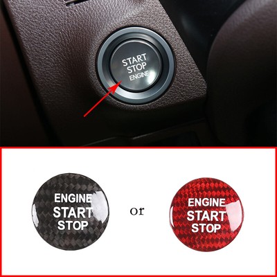 Real Carbon Fiber Black Or Red One-click Startup Stickers For Toyota / Lexu*s